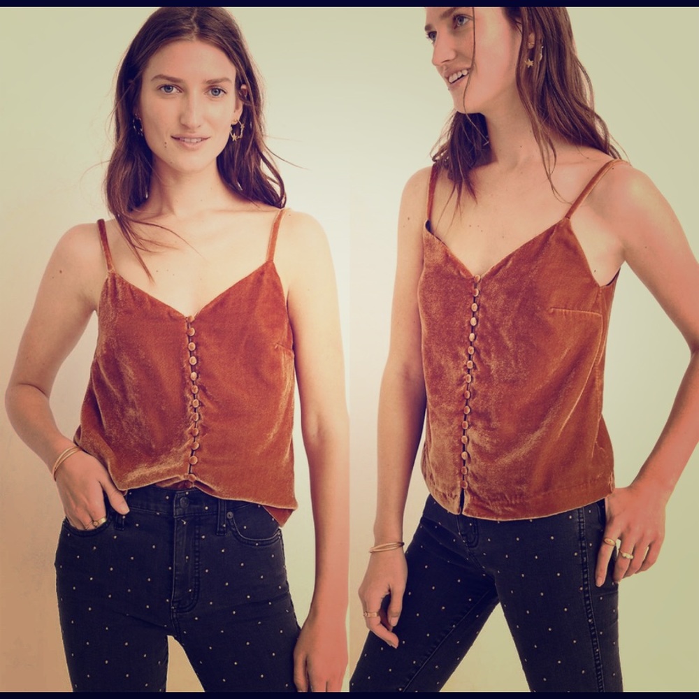 NEW- Madewell Velvet Camel Button Cami